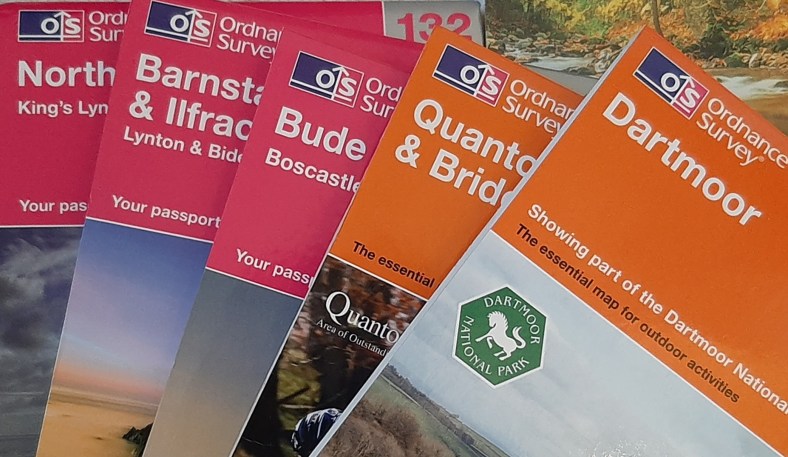 Image of a selection of Ordnance Survey maps