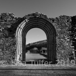 West doorway of Strata Florida Abbey. Mono photograph.