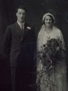 Early 20th century black and white wedding photograph