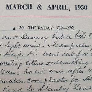 Detail of diary entry for Thursday 30 Paril 1950