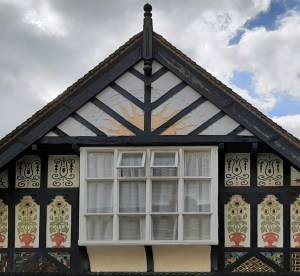 Pargetted gable of a building.
