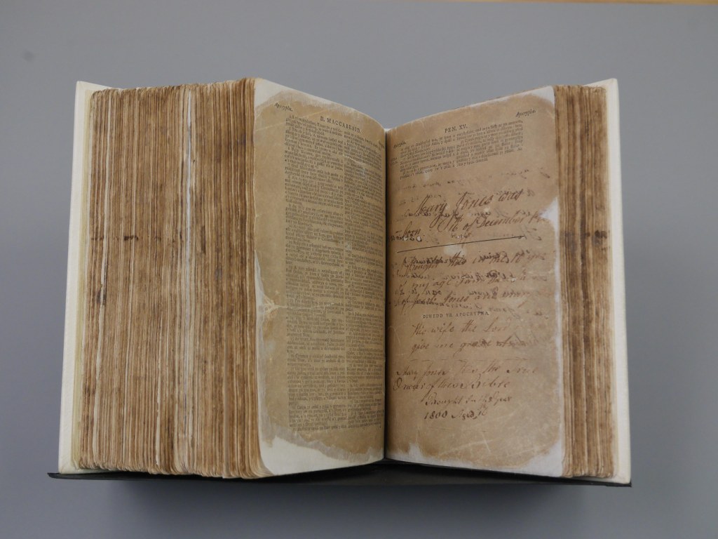 Colour photograph of Mary Jones' bible. Image reproduced by kind permission of the Bible Society