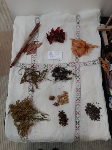 A selection of natural dyestuffs.